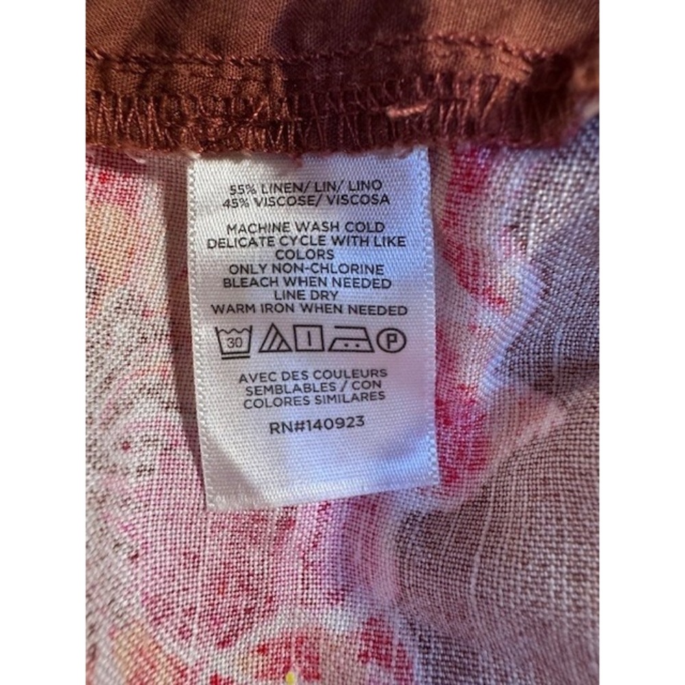 Loft Floral Linen Blend Boho Beach Tropical Palazzo‎ Wide Leg Flowy Pants SML - Picture 6 of 10